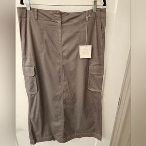 NWT - J Jill Chino Brushed Cotton Slate Midi Skirt - Size 12